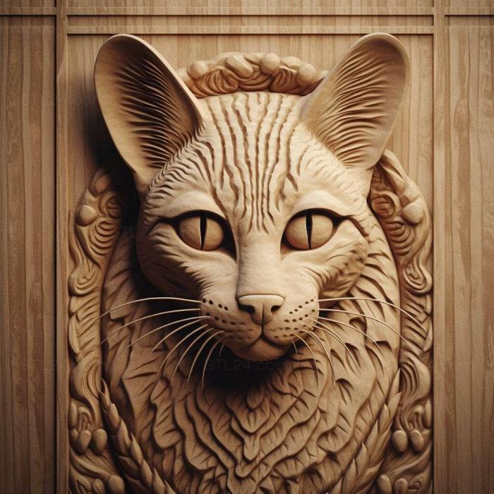 Природа и животные (Ocicat кошка 3, NATURE_1791) 3D модель для ЧПУ станка